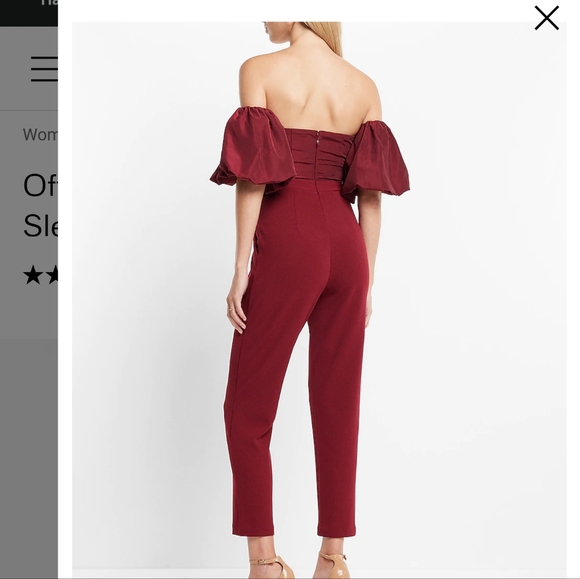 Express Red Burgundy Jumpsuit 2 - Picture 3 of 4